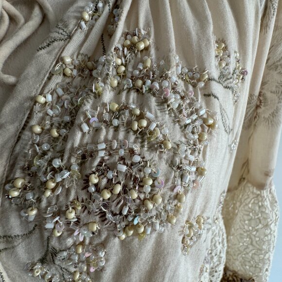 Nikki Danielle Boho Embordered Top Beige, Size Fits All - Picture 9 of 17